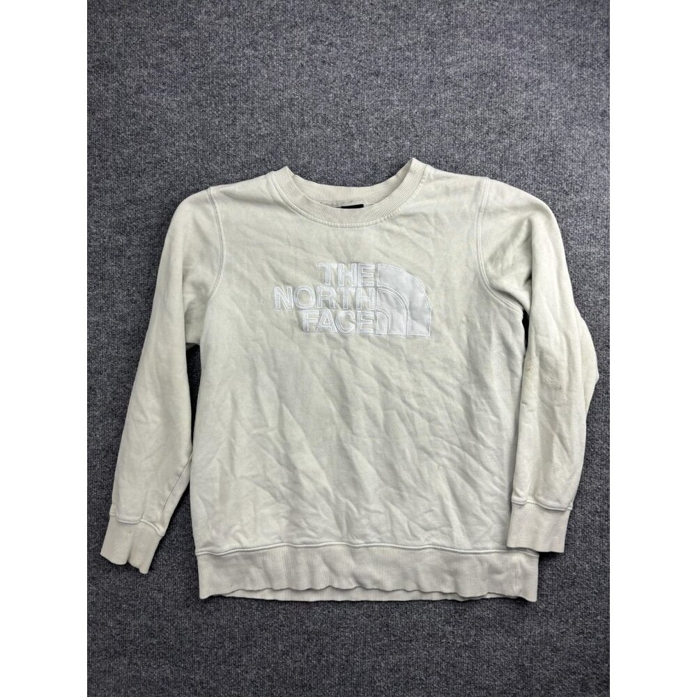 The North Face Sweatshirt Womens Large White Fleece Crewneck Pullover Logo
